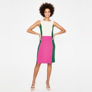 Boden Geraldine Ottoman Colorblock Sleeveless Dress pink green ivory Size 2R
